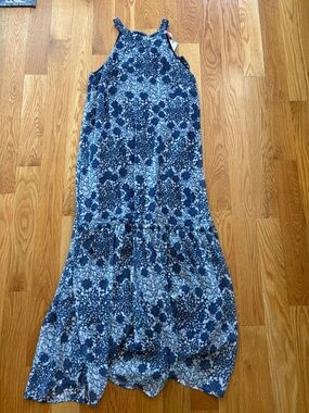 Vineyard Vines Hydrangea Floral Halter Maxi Dress NEW size 2 blue white tiered